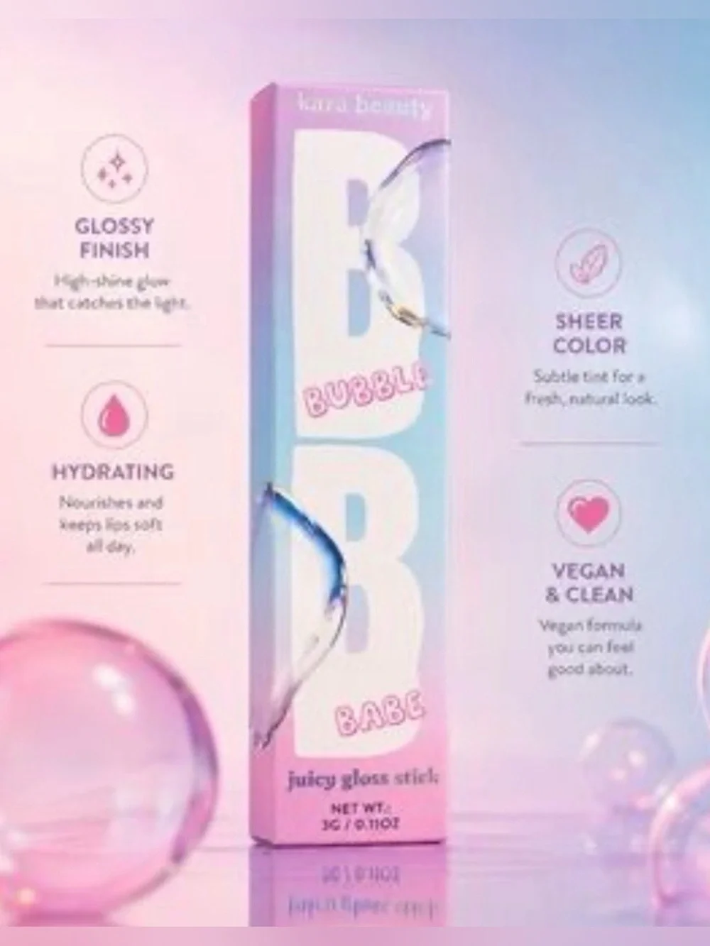 NWT Kara Beauty 3 Bubble Pop Juicy Lip Gloss Bubble Gum. Girly Pop & Pop Star